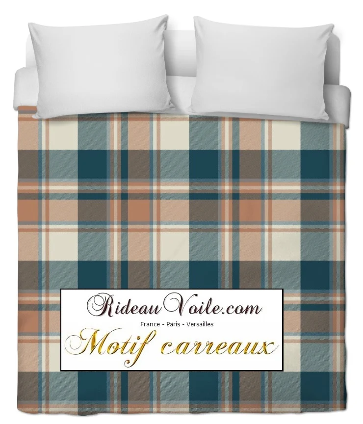 Rideauvoile.com tissu ameublement motif carreaux tartan mètre rideau voilage lainage