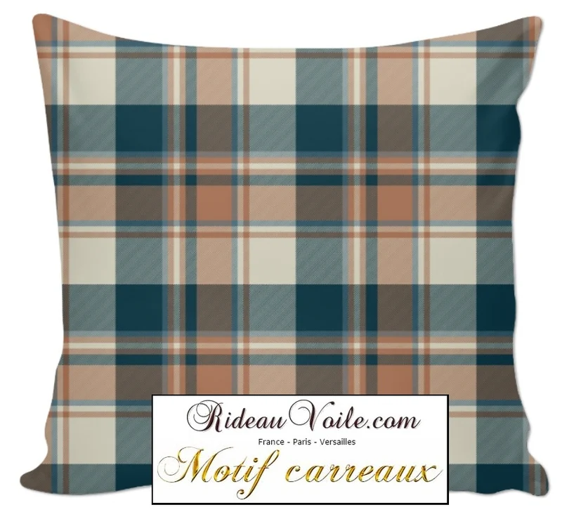 Rideauvoile.com tissu ameublement motif carreaux tartan mètre rideau voilage lainage