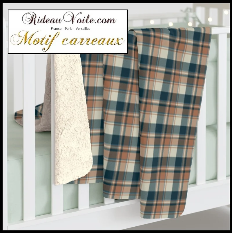 Rideauvoile.com tissu ameublement motif carreaux tartan mètre rideau voilage lainage