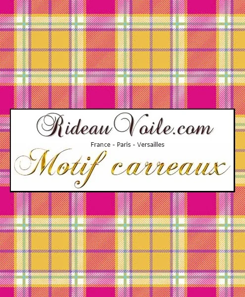 Rideauvoile.com tissu ameublement motif carreaux mètre rideau voilage lainage rose