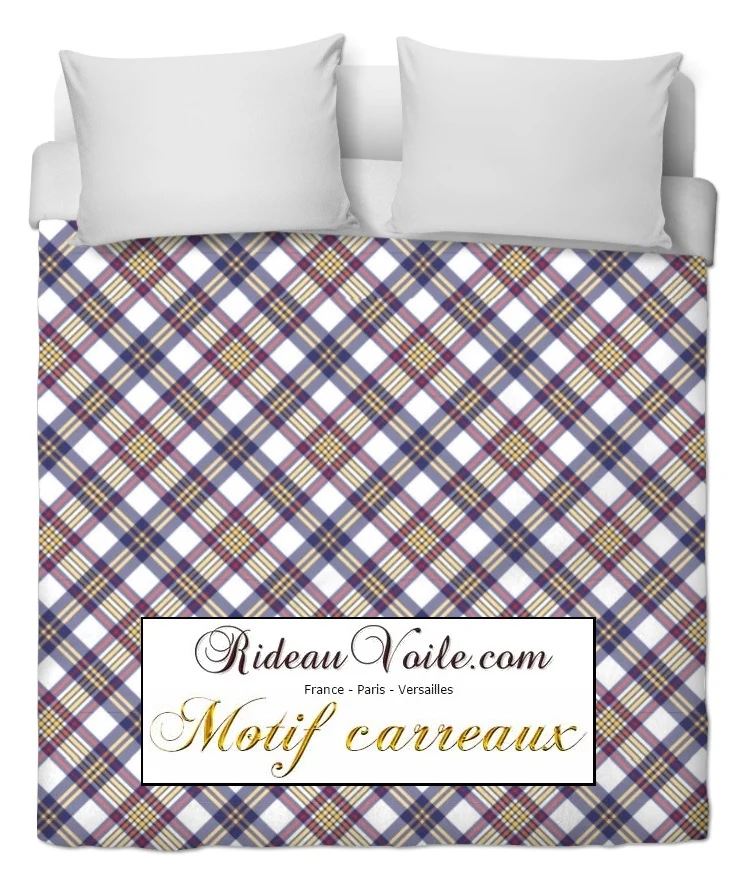Rideauvoile.com tissu ameublement motif carreaux écossais mètre rideau tapisserie