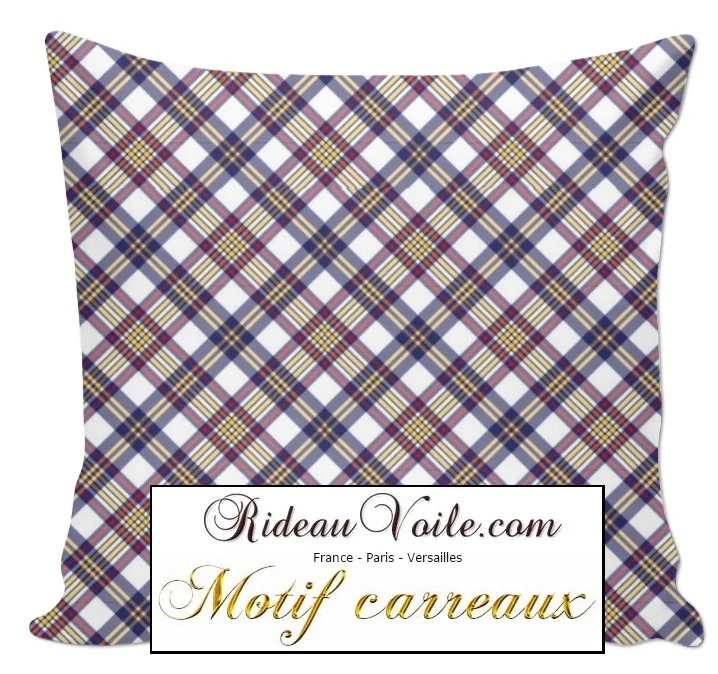 Rideauvoile.com tissu ameublement motif carreaux écossais mètre rideau tapisserie