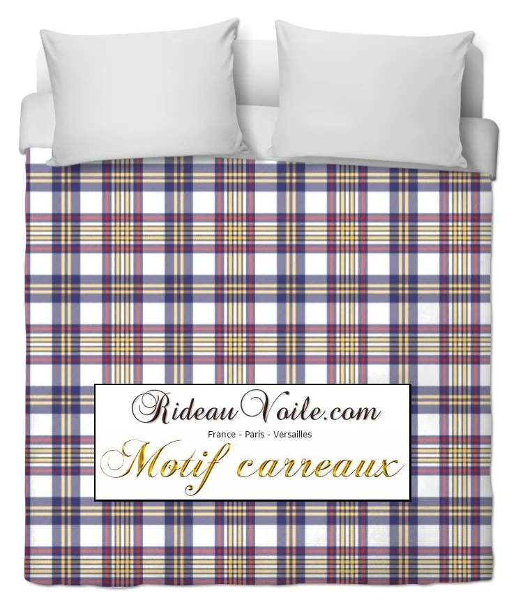 Rideauvoile.com tissu ameublement motif carreaux écossais mètre rideau voilage