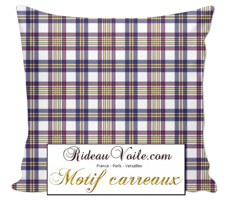 Rideauvoile.com tissu ameublement motif carreaux écossais mètre rideau voilage