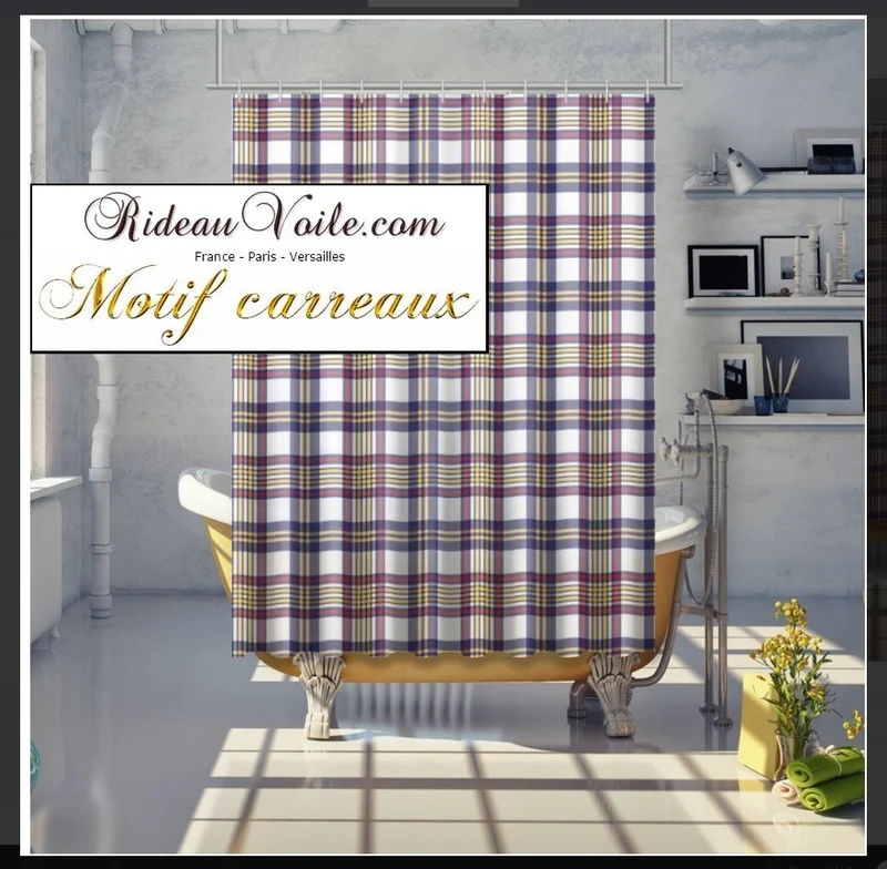 Rideauvoile.com tissu ameublement motif carreaux écossais mètre rideau voilage