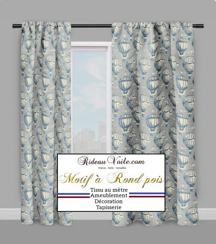 Tissu ameublement motif montgolfières ballon ameublement mètre rideau