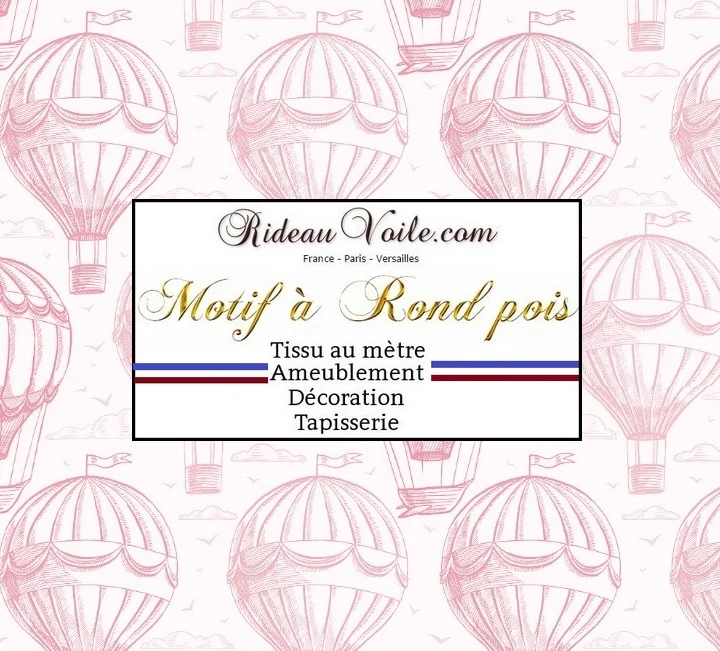 Boutique Tissu au mètre motif ballon envol mongolfière mètre rideau voilage rose