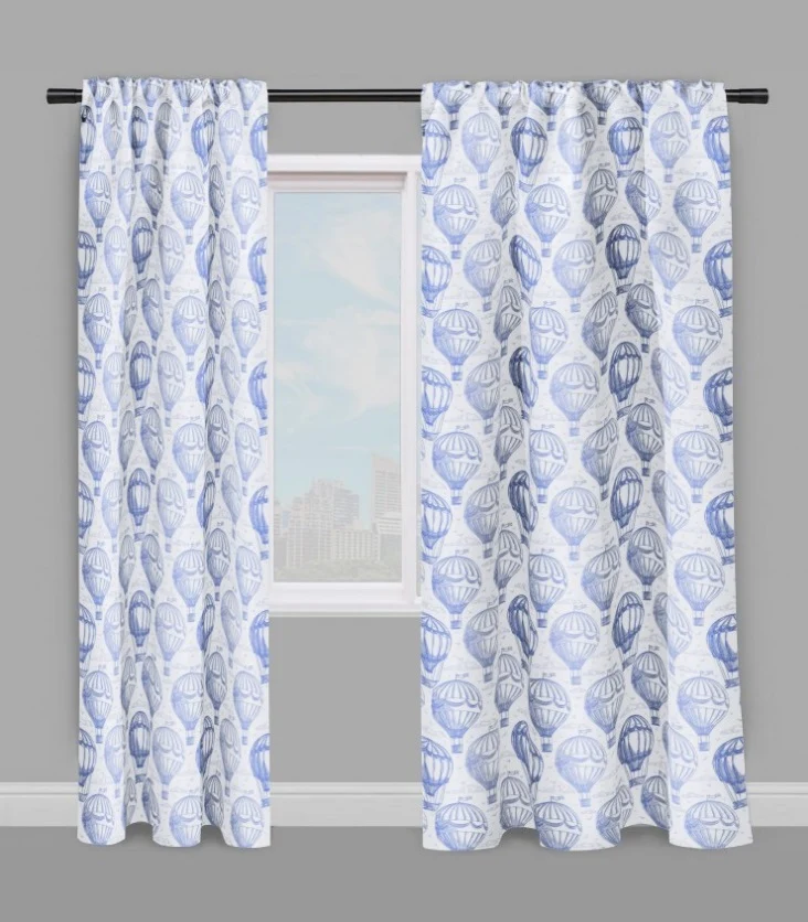 Tissu ameublement mètre motif rond envol mongolfière mètre rideau couette tapisserie