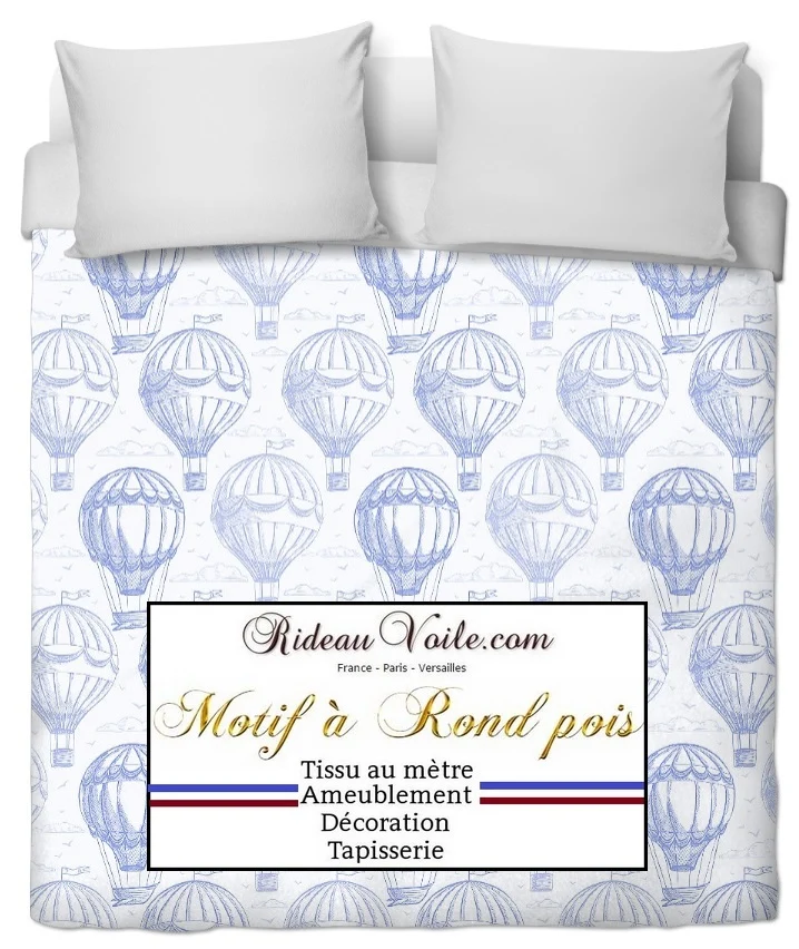 Tissu ameublement mètre motif rond envol mongolfière mètre rideau couette tapisserie