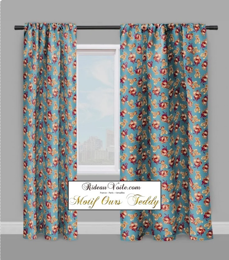 Boutique tissu fleuri au mètre motif fleurs floral déco chambre enfant ourson Teddy