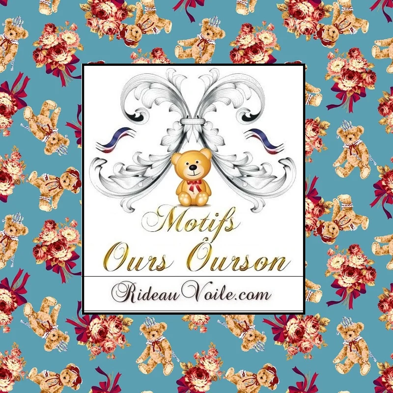 Boutique tissu fleuri au mètre motif fleurs floral déco chambre enfant ourson Teddy