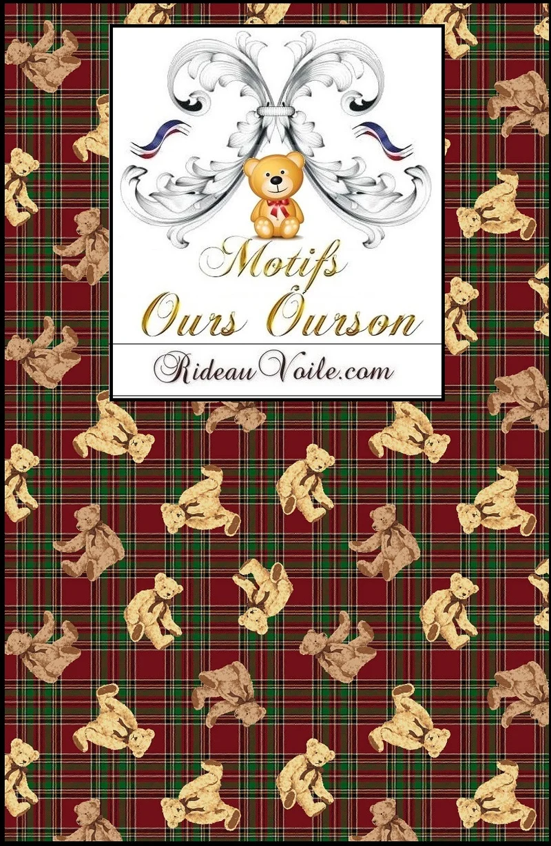 Boutique tissu au mètre motif carreaux tartan écossais déco chambre enfant ourson Teddy