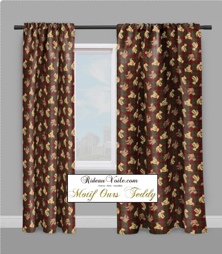 Boutique tissu au mètre motif carreaux tartan écossais déco chambre enfant ourson Teddy
