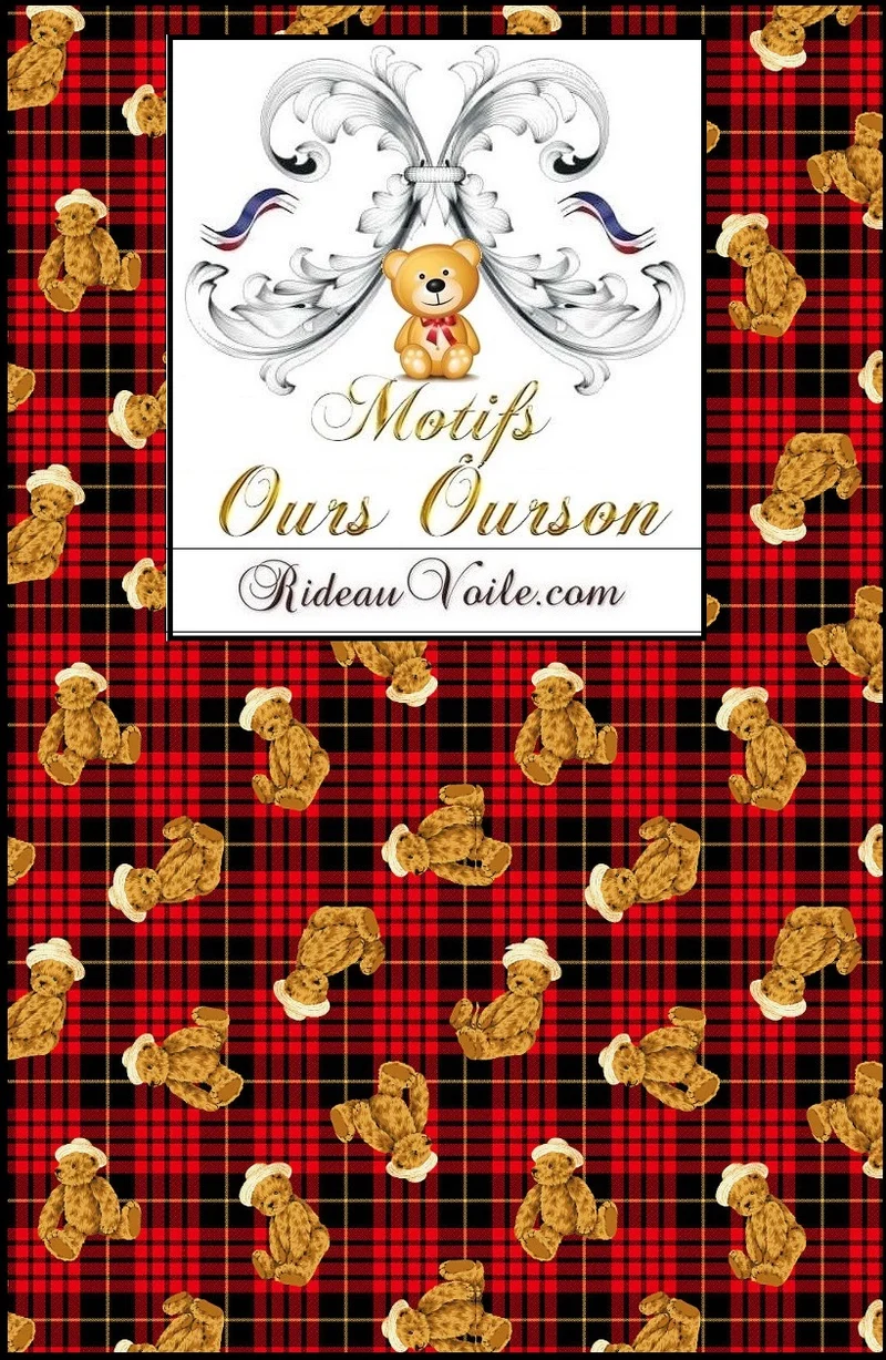 Déco bébé chambre enfant tissu au mètre motif carreaux tartan écossais ourson Teddy