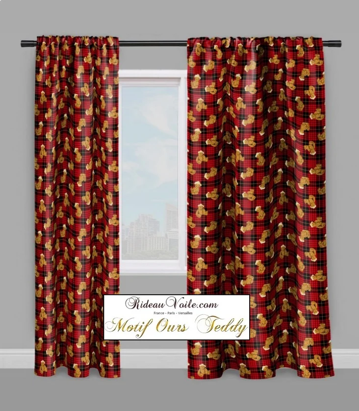 Déco bébé chambre enfant tissu au mètre motif carreaux tartan écossais ourson Teddy