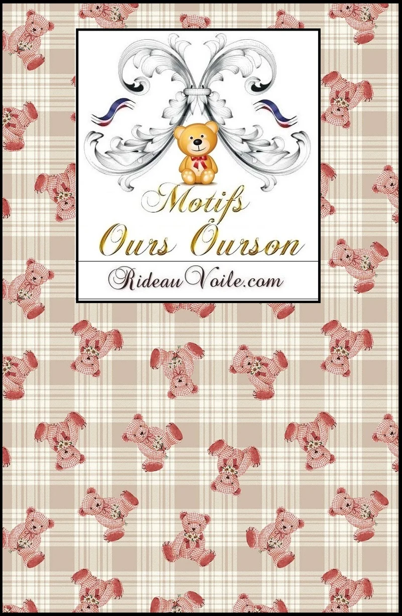 Boutique déco bébé chambre enfant tissu ameublement mètre motif animal ours Teddy