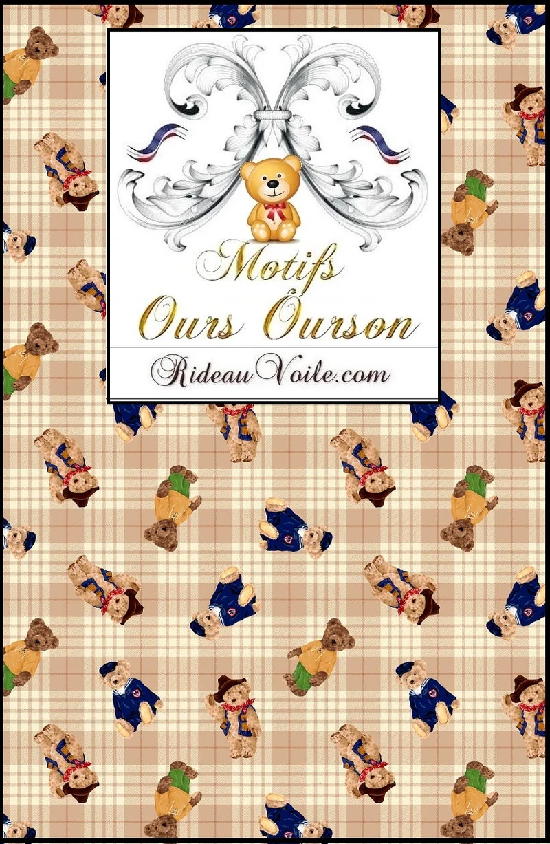 Rideauvoile créateur déco bébé chambre enfant tissu au mètre motif animal ourson Teddy