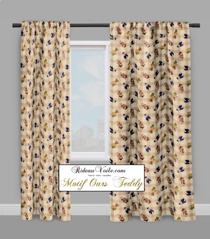 Rideauvoile créateur déco bébé chambre enfant tissu au mètre motif animal ourson Teddy