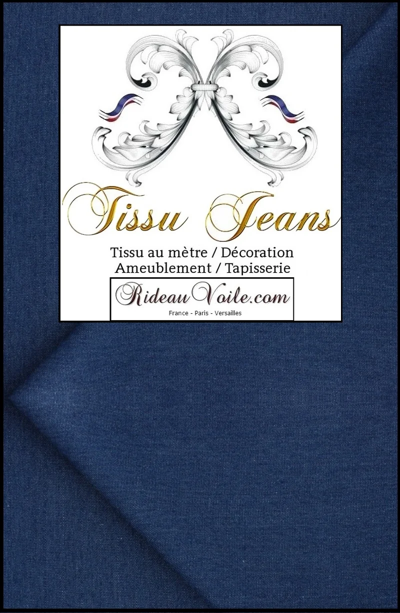 Boutique Tissu jeans Bleu au mètre Tissu d'habillement d'ameublement rideau tenture