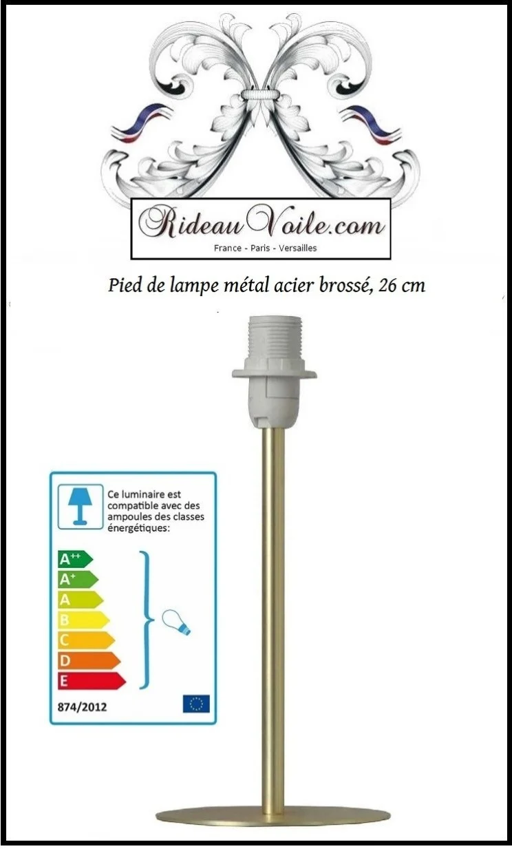Pied de lampe élégant métal acier brossé lampadaire luminaire abat-jour à poser