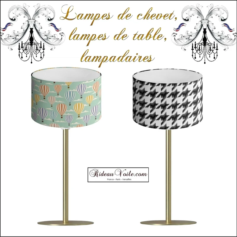 Pied de lampe élégant métal acier brossé lampadaire luminaire abat-jour à poser
