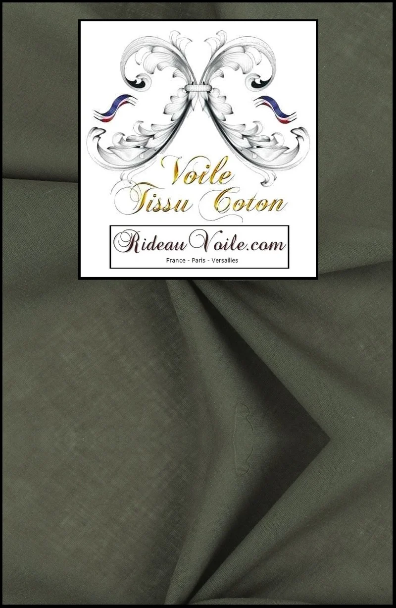 Boutique Voilage tissu rideau voile de coton uni kaki vert Transparent bleu Très souple