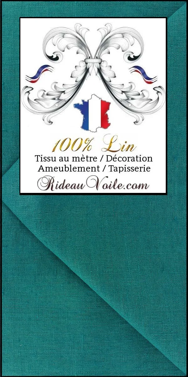 Boutique tissu Lin BLEU indien ameublement mètre rideaux finition bourdon tenture