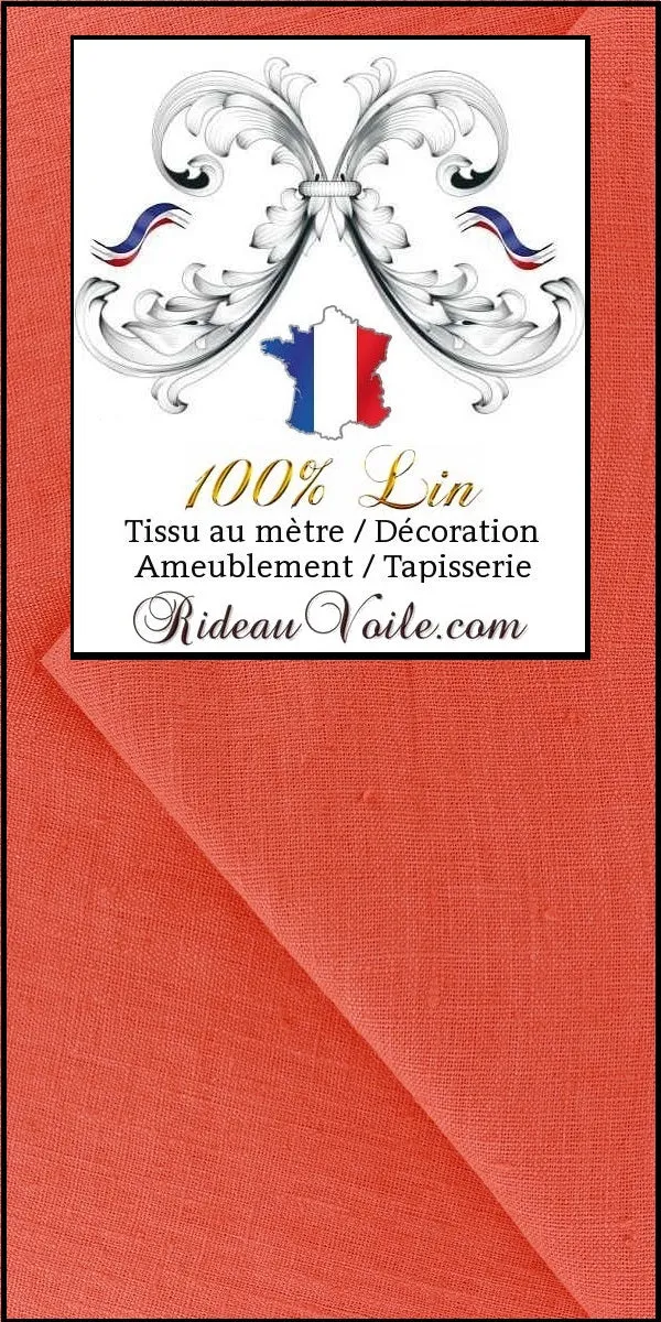 Boutique tissu Lin CORAIL ameublement mètre rideaux finition bourdon