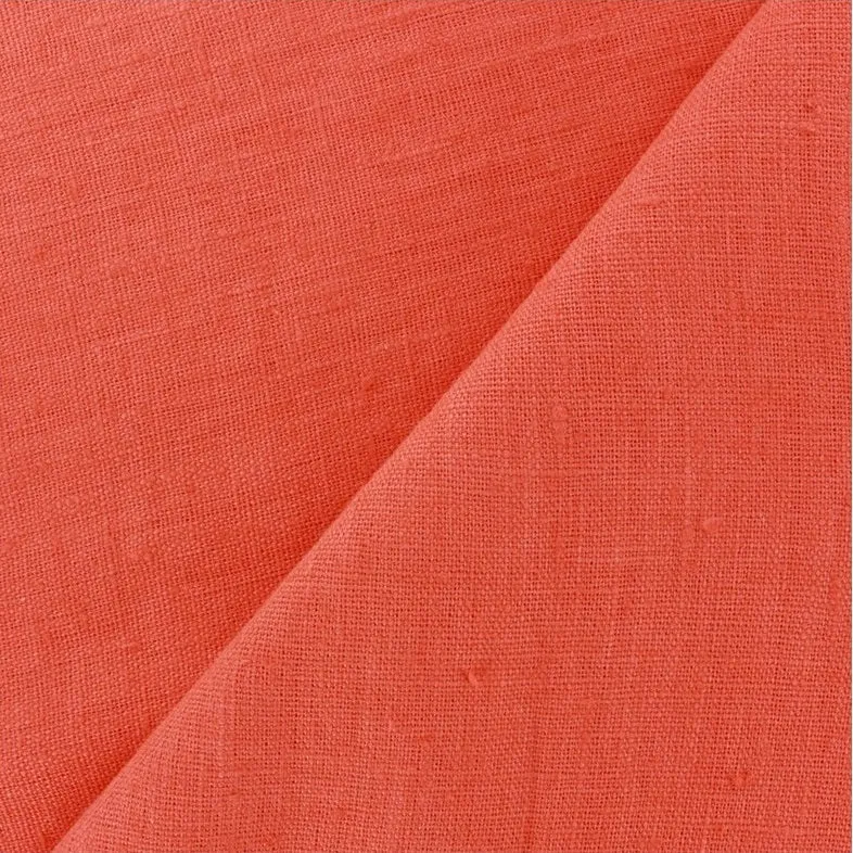 Boutique tissu Lin CORAIL ameublement mètre rideaux finition bourdon