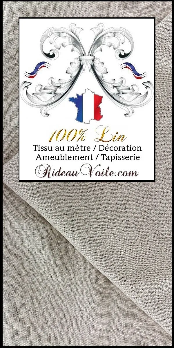 Boutique Toile tissu Lin 100% BEIGE ameublement au mètre rideau prêt à poser