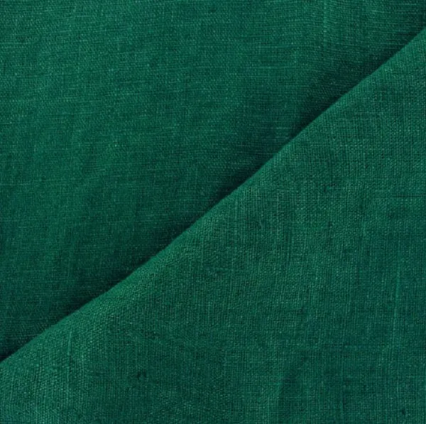 Boutique Toile tissu Lin 100% vert ameublement au mètre rideau prêt à poser