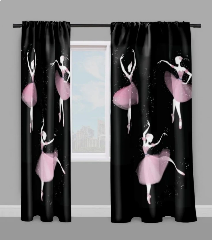 Tissu mètre voilage rideau occultant ignifugé motif Danseuse ballerine classique étoile