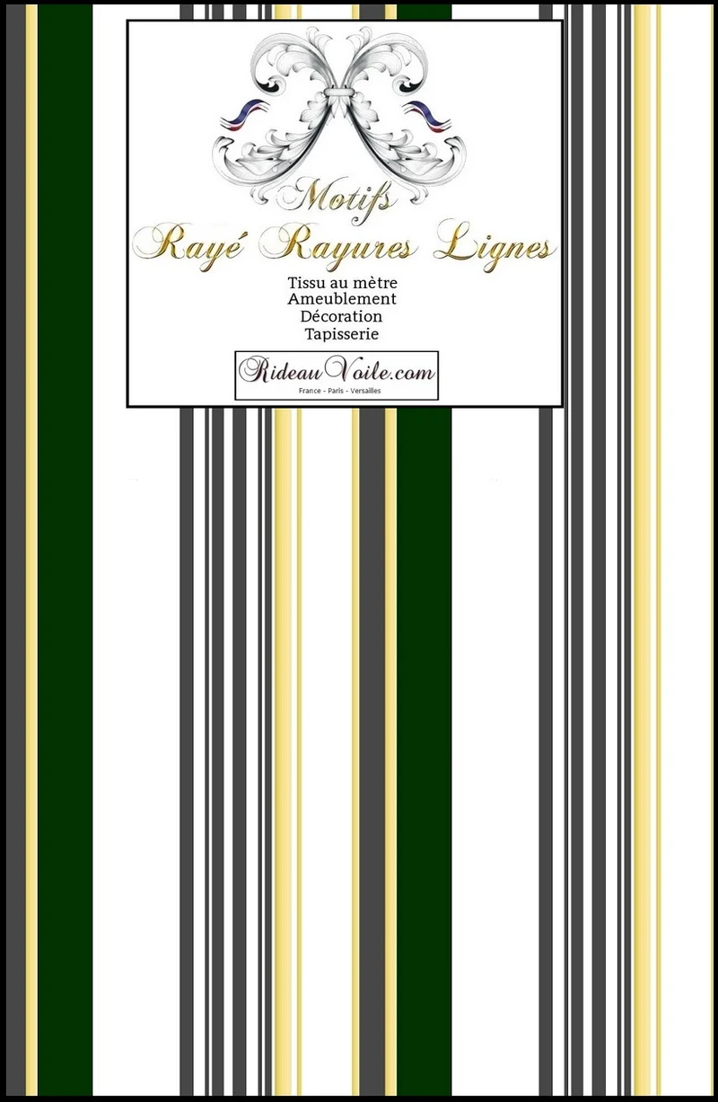 Tissu ameublement motif rayure vert or mètre rideau rayé voilage Raidallinen verhokangas