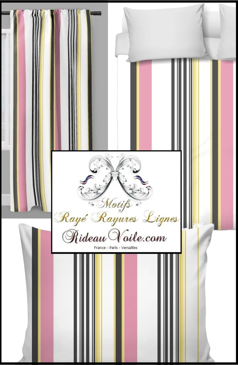 Tissu ameublement motif rayures Rose mètre rideau rayé voilage Muster Streifen