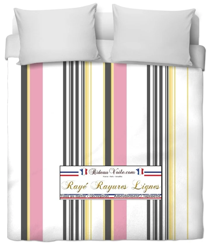 Tissu ameublement motif rayures Rose mètre rideau rayé voilage Muster Streifen