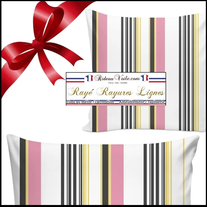 Tissu ameublement motif rayures Rose mètre rideau rayé voilage Muster Streifen