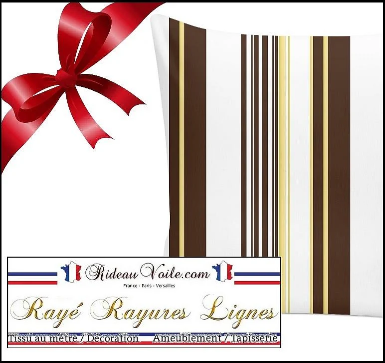 Tissu ameublement motif rayures Marron mètre rideau rayé voilage tela cortina rayas