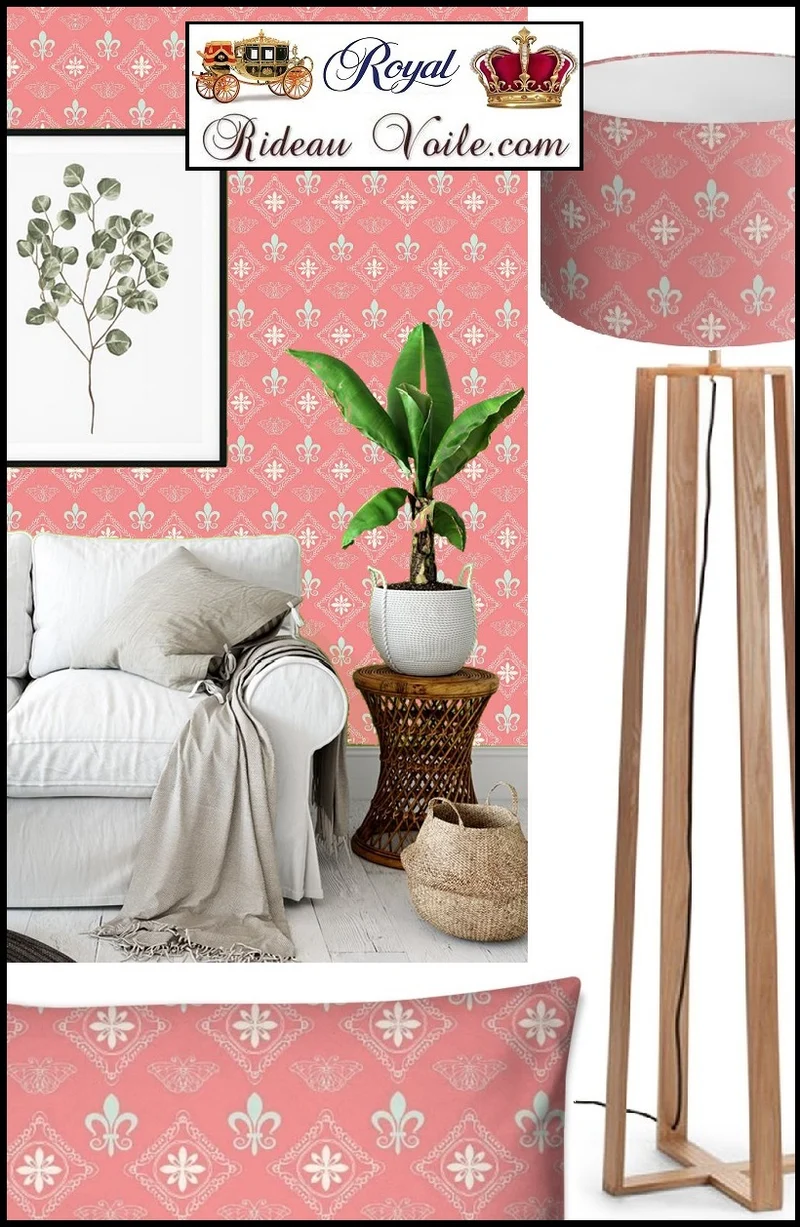 Tissu rideau ameublement au mètre style Empire Victorien Renaissance Fleur de Lys