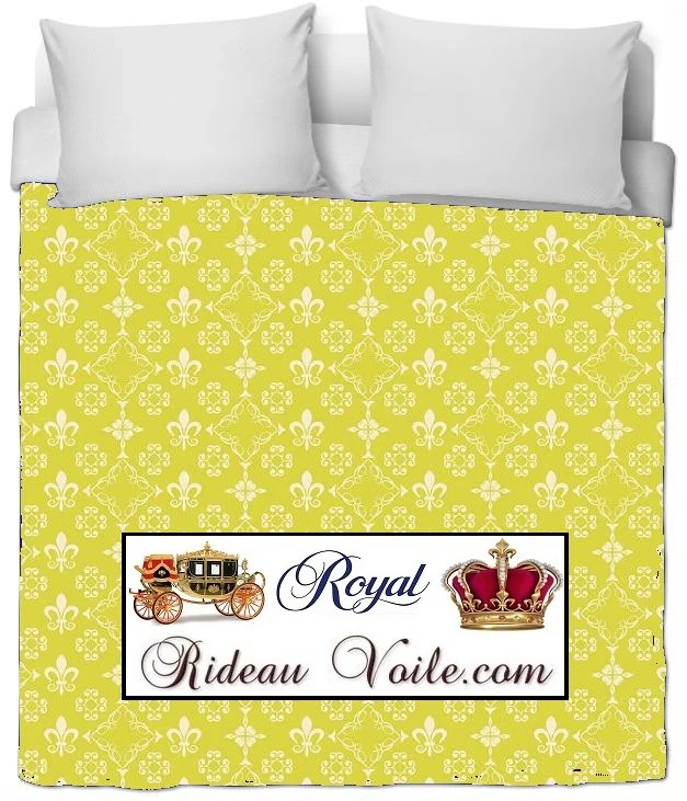 Tissu ignifugé ameublement mètre motif Fleur de Lys occultant Empire tapisserie siège