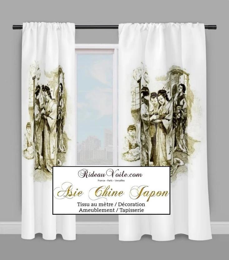 Tissu inspiration chinoise Asiatique tissus ameublement motifs japonais Geisha mètre rideau