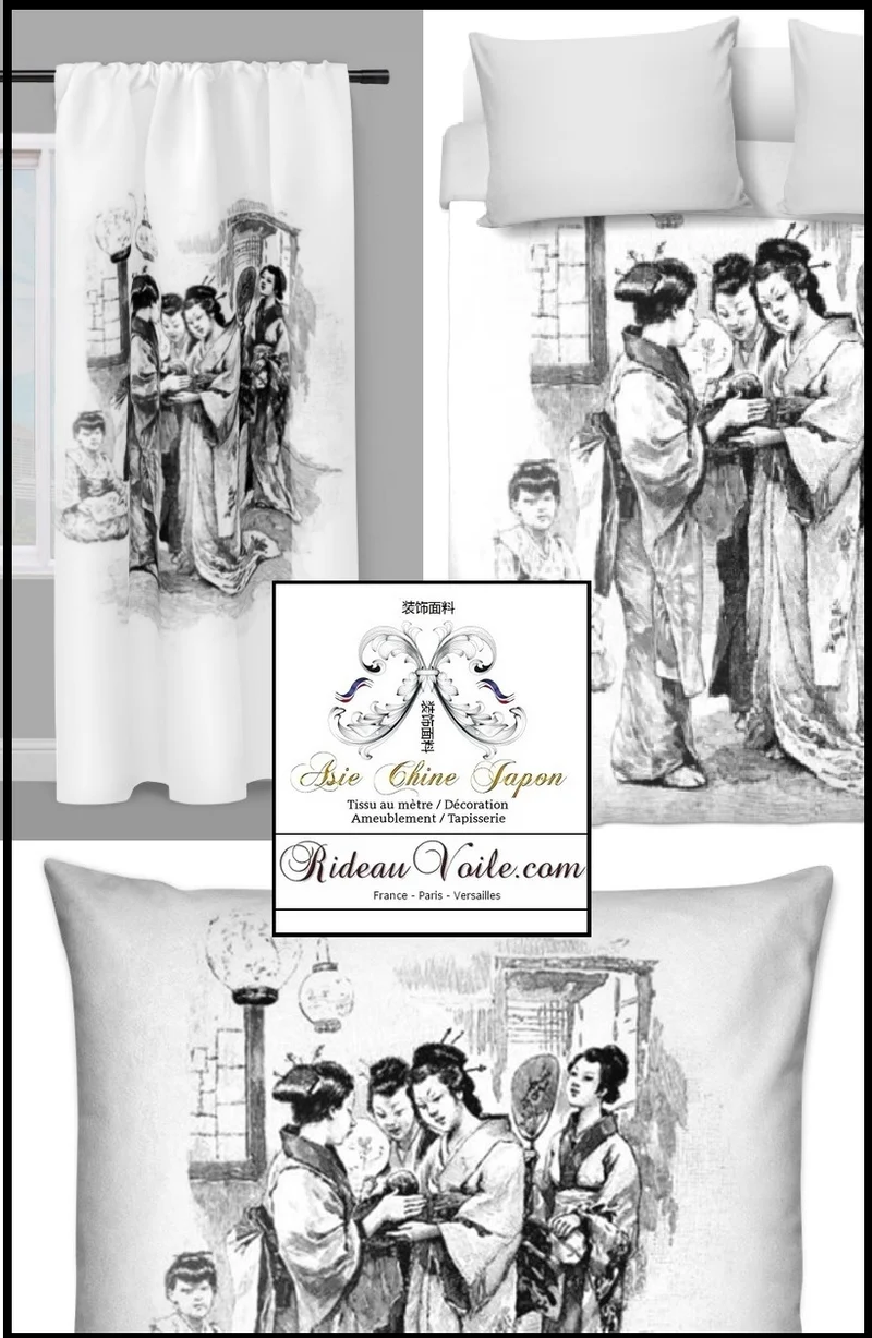 Tissu inspiration chinoise Asiatique tissus ameublement motifs chinois japonais mètre rideau