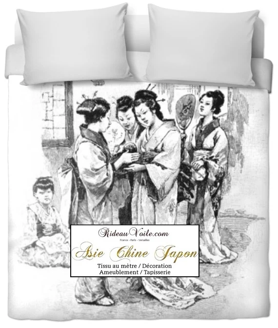 Tissu inspiration chinoise Asiatique tissus ameublement motifs chinois japonais mètre rideau