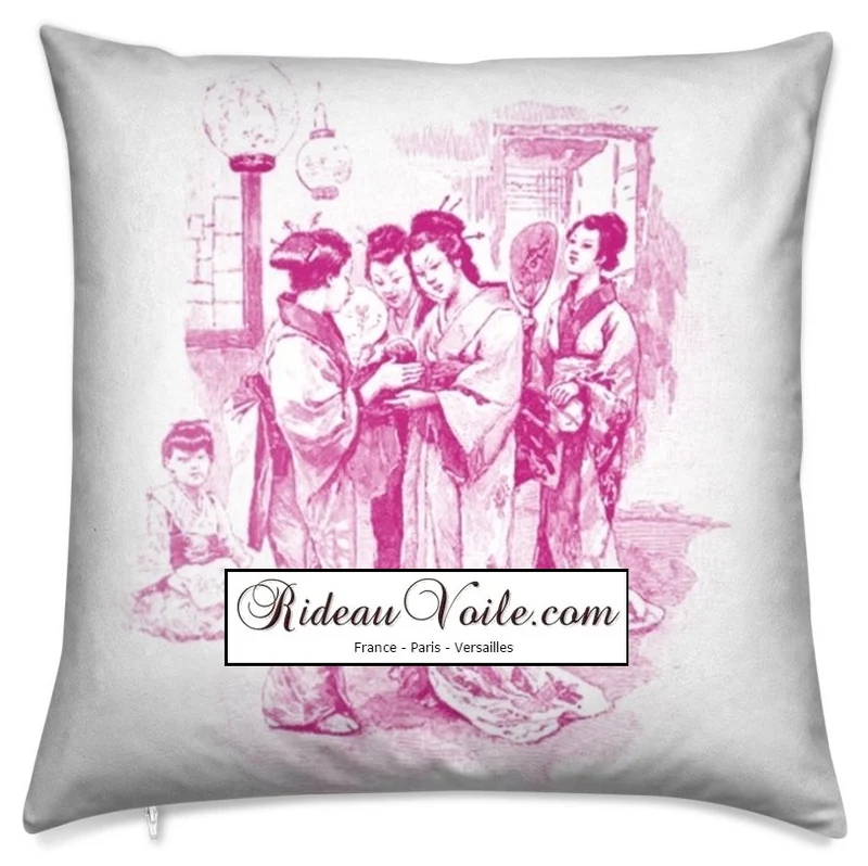 Tissu inspiration chinoise Asiatique tissus ameublement motifs chinois japonais mètre rideau rose fushia