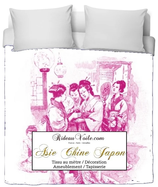 Tissu inspiration chinoise Asiatique tissus ameublement motifs chinois japonais mètre rideau rose fushia