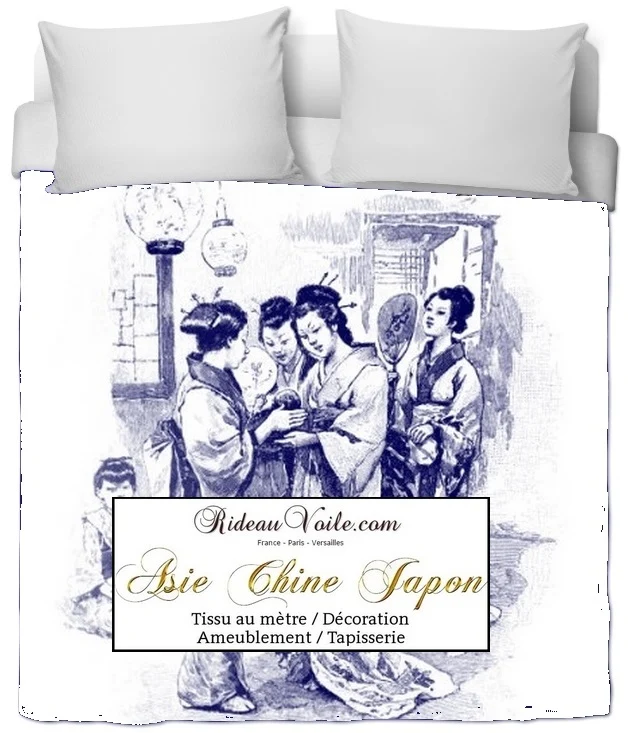 Tissu inspiration chinoise Asiatique tissu ameublement motif chinois japonais mètre