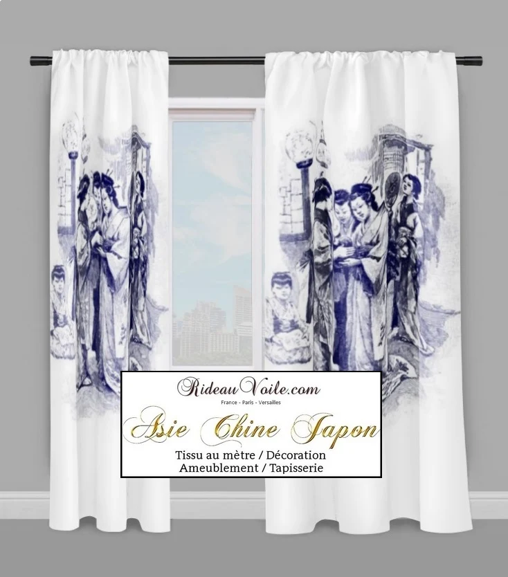 Tissu inspiration chinoise Asiatique tissu ameublement motif chinois japonais mètre