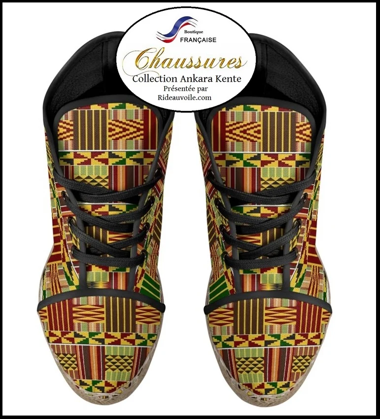 Espadrille Africaine chaussure femme talon compensé Wax Ankara design luxe Kente
