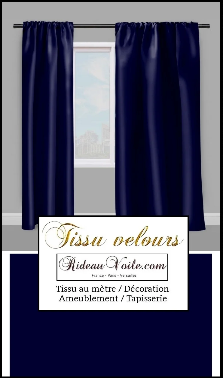 Tissu ameublement velours bleu au mètre décoration rideau coussin tapisserie siège
