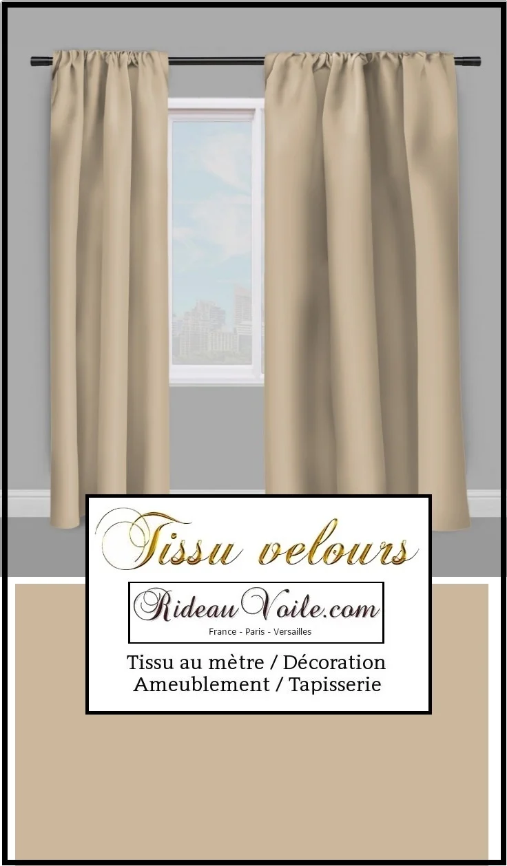 Tissu éditeur textile ameublement velours beige mètre rideau coussin canapé