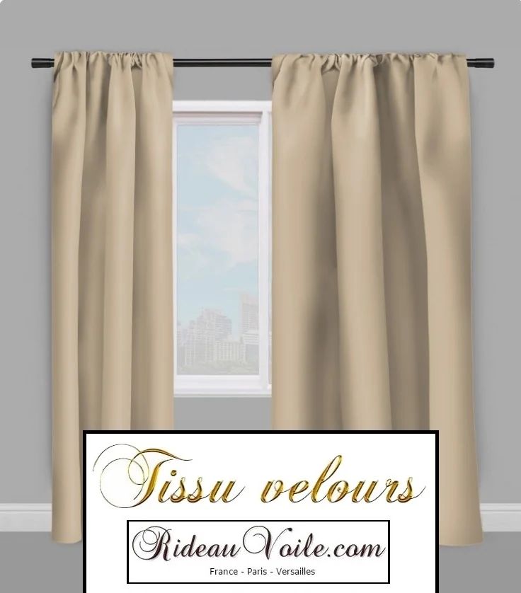 Tissu éditeur textile ameublement velours beige mètre rideau coussin canapé
